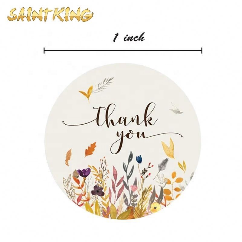 PL01 Custom Clear Circle Waterproof Labels 1 Inch 1.5 Inch Gold Stamping Transparent Round Thank You for Small Business Sticker