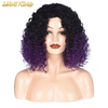 MLSH01 Kinky Curly Synthetic Wig for Black Women Short Wigs High Temperature Fiber Black Wigs Mixed Brown