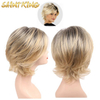 MLCH01 Gold Synthetic Hair Four Colors Wigs Synthetic Hair Silky Straight Pixie Cut Wig with Bang Machine Made Wigs