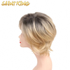 MLCH01 High Fashion Straight Lace High Temperature Silk Wig Ventilating Short Two Tone Wig