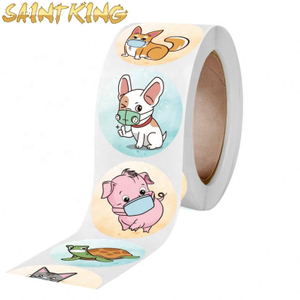 PL01 thank you art paper sticker paste envelope card gift box multicolor decorative round stickers for baking packaging