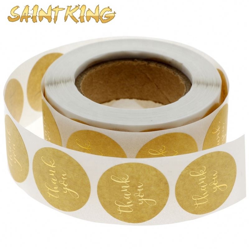 PL01 Wholesale Price 1.5 Inch 500 Pieces Per Roll Self Adhesive Round Gold Thank You Label Stickers