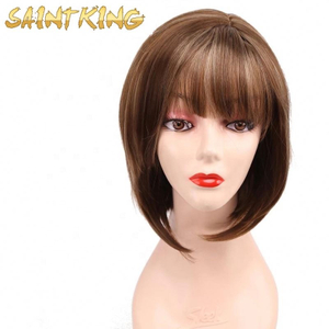 SLSH01 Human Hair Wig Brazilian Remy Hair with Bangs Pre Plucked Natural Hairline Fringe Wig for Women