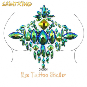 EXT001 new designs wholesale green crystal gems body jewelry face tattoo sticker for party