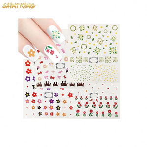 NS83 New Design 2d Nail Sticker Bear Cute Cat Floral Flower Line Word Self Adhesive Nail Art Sticker