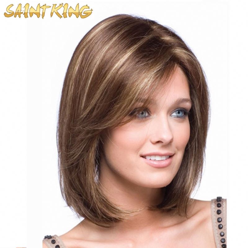 MLCH01 Wig with Fringe Straight Bob Synthetic Wigs Wine Red Hair for Women