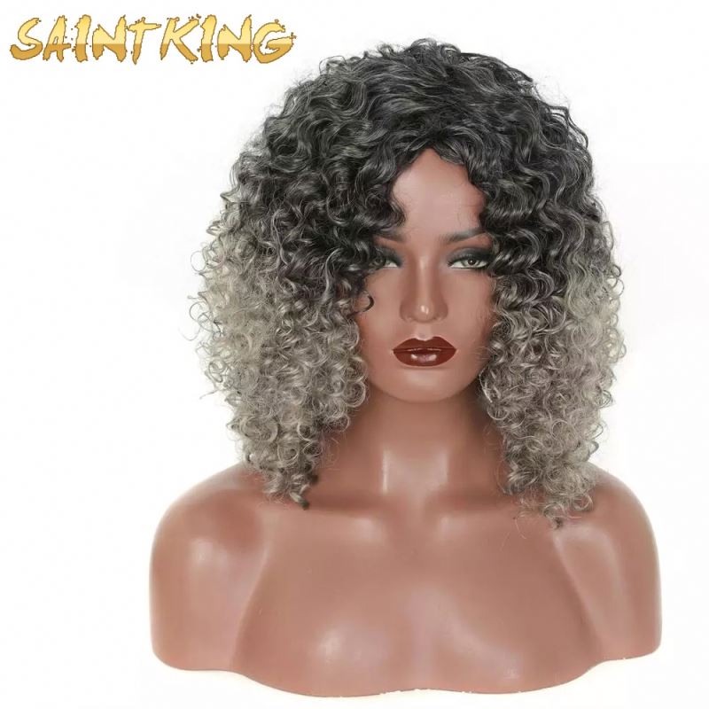 MLSH01 16 '' Short Curly Hair Heat Resistant Lace Front Wig Bob Wigs for Black Women Synthetic Hair Wigs