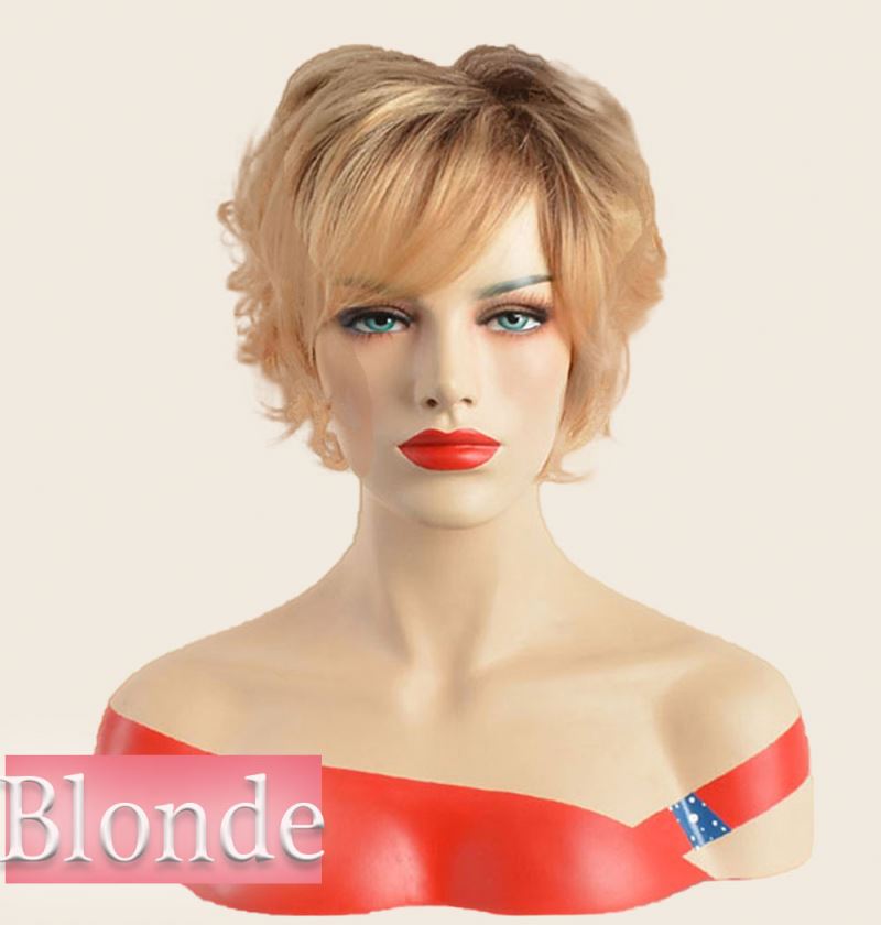 Short Blonde Water Finger Wave Wig Short Synthetic Hair Curly Wig for Black Women