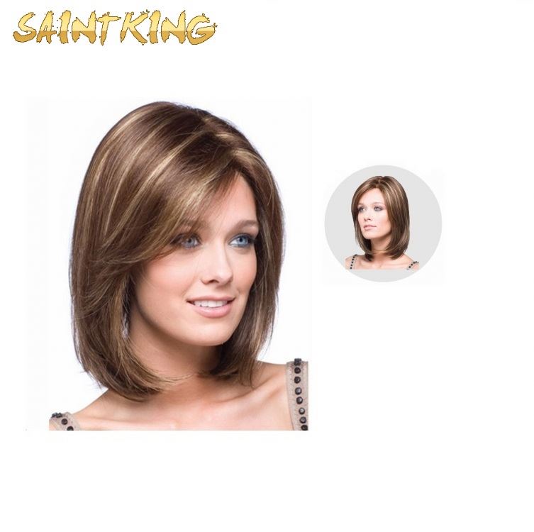MLCH01 Wholesale High Quality High Temperature Fiber 14'' Dark Pink Short Bob Straight Synthetic Lace Front Wig for Women