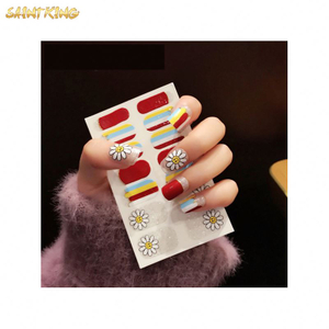 NS743 red rainbow flower self adhesive 2d nail art wraps finger decoration sticker