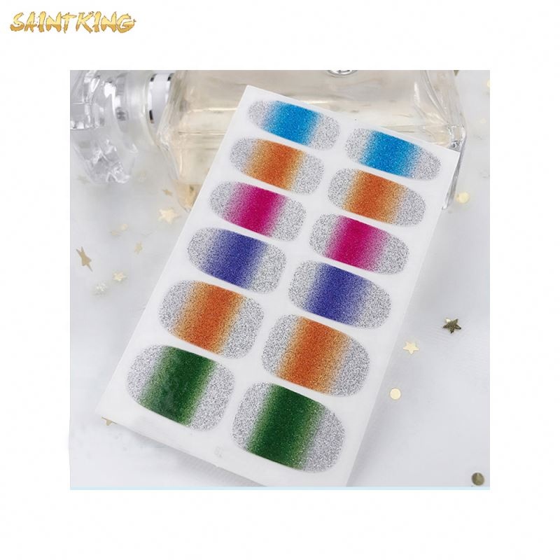 NS205 fast delivery 2020 hot selling gloss wholesale nail wraps gradient ramp nail patch sticker