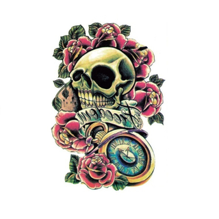 Skull Water Free Tattoo Sleeve Stickers Arm Temporary Fake Tattoos Stickers For Men