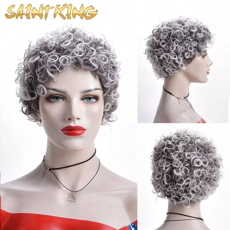 Pixie Cut Skin Part Synthetic Hair Wigs Short Curly Wigs for Black Women Curly Bob Wig Curly Wavy Bob Wig