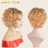 Afro Kinky Loose Curly Wave Short Bob Wholesale Vendor Blonde Wig with Bangs for Women Synthetic Hair Wigs