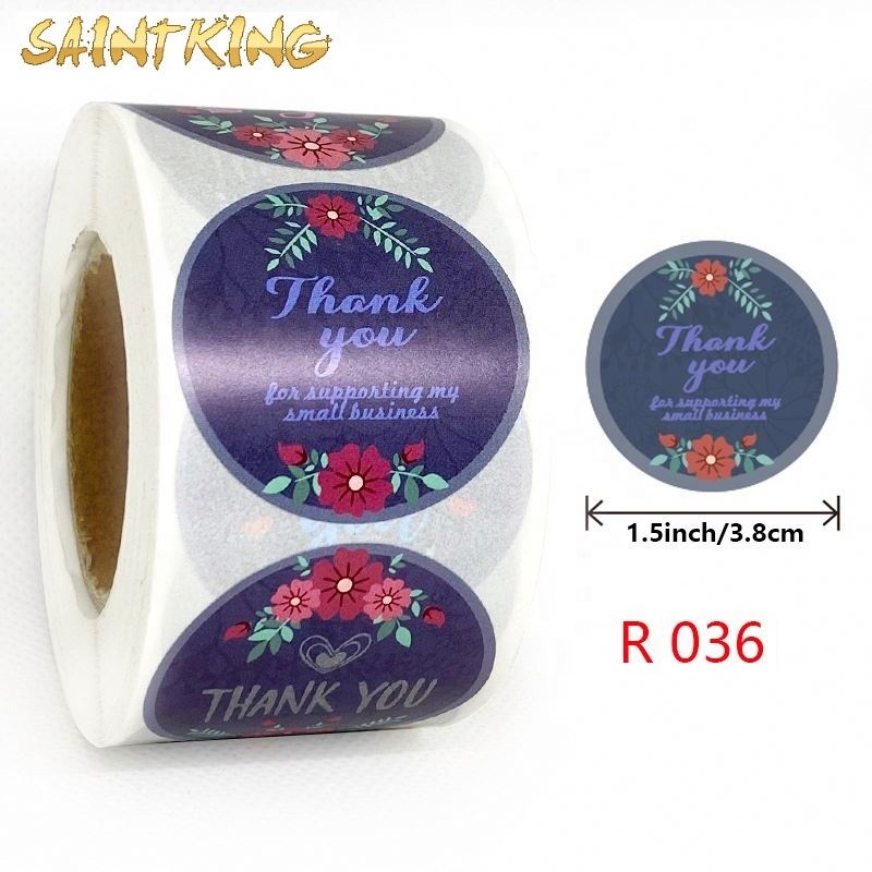 PL01 Custom Printing Round Gold Foil Thank You Sticker Circle Roll Holographic Thank You Labels for Gift Envelope Packaging