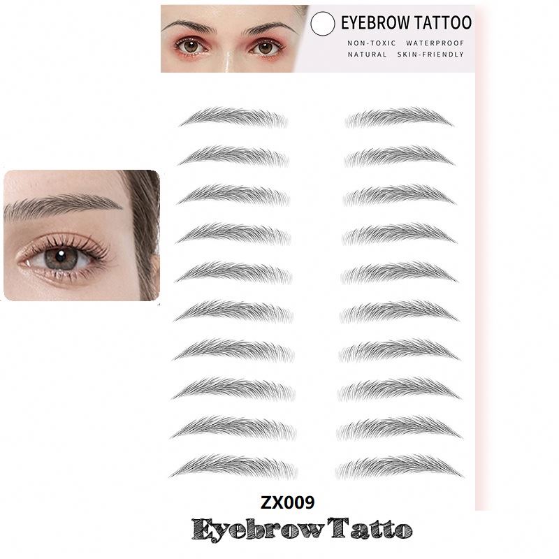 6D~ZX009 eyebrow waterproof lasting eyebrow sticker color black semi-permanent makeup water transfer sticker eyebrow