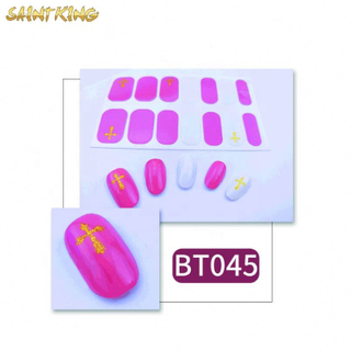 BT045 wholesale glitter nail wraps sticker colorful easy use nail foil sticker