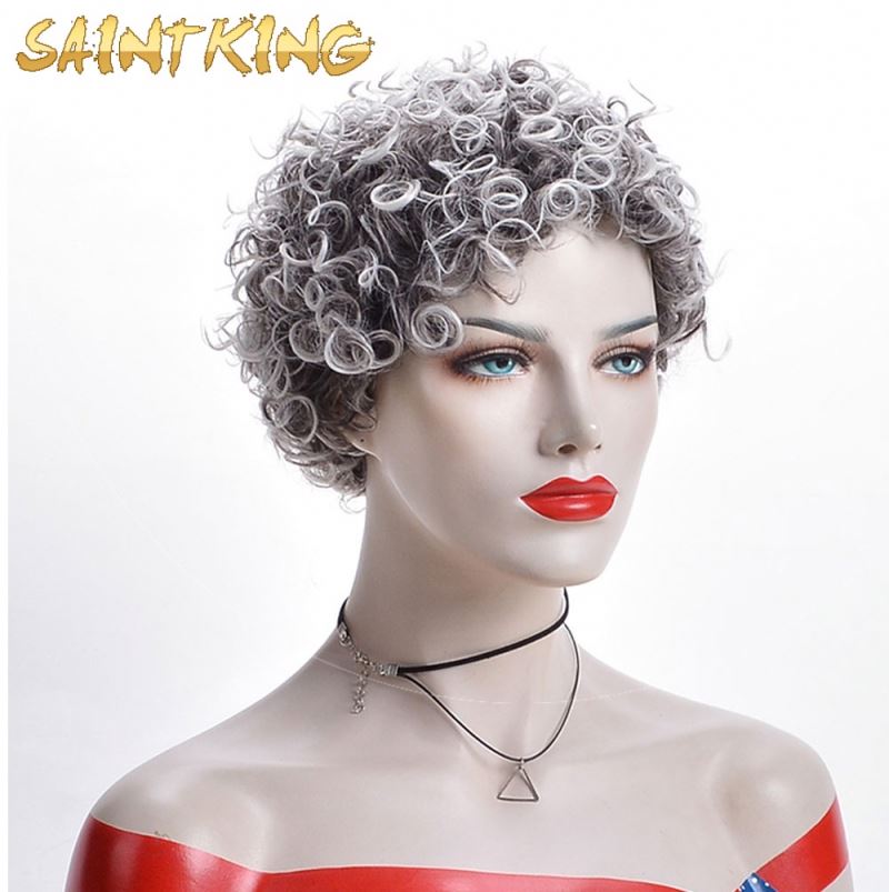 Factory Wholesale 19" Brown Kinky Curly Flame Resistant Wig, Short Afro Natural Wigs for Black Women