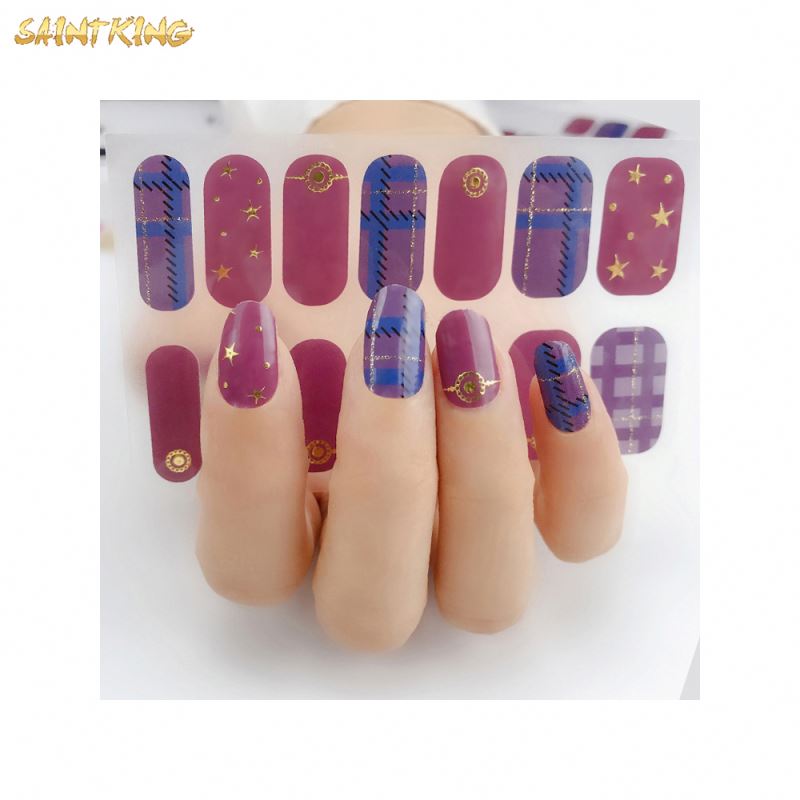 NS444 Custom 3d Bronzing Design Nail Stickers Waterproof And Breathable Nail Stickers Full 14 Sheet Nail Stickers
