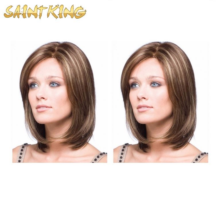 MLCH01 Wholesale Wig Vendor 14 Inches Short Bob Straight Gold Color Synthetic Lace Front Wig for Fashionable Women