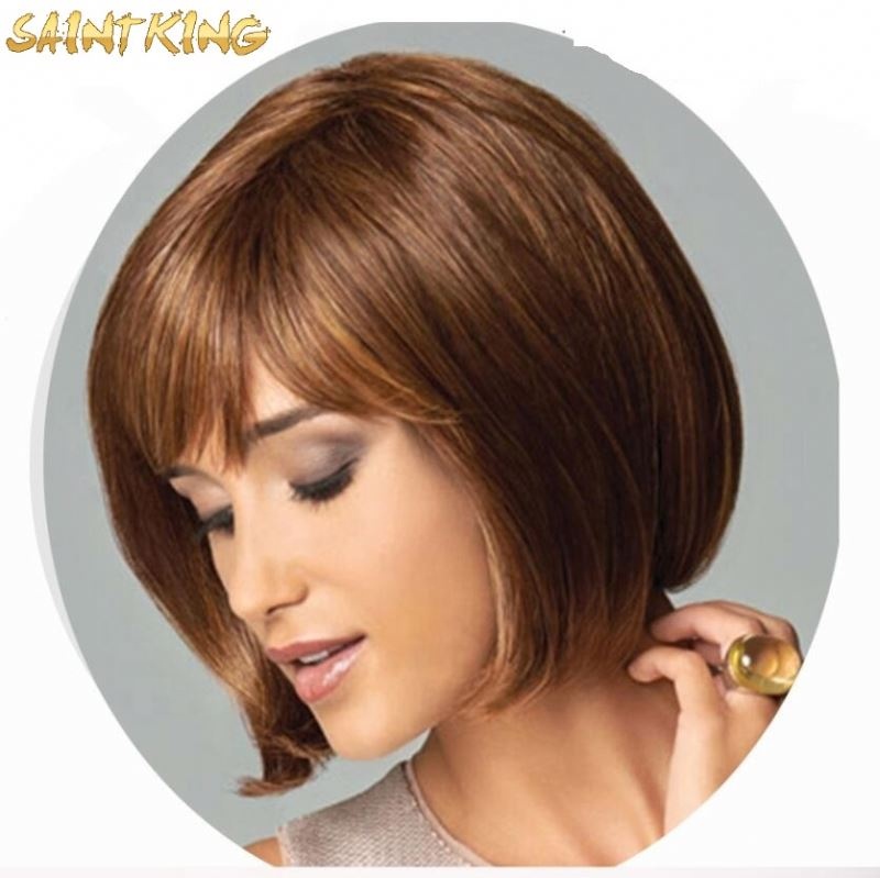 SLSH01 Human Hair Wig Brazilian Remy Hair with Bangs Pre Plucked Natural Hairline Fringe Wig for Women